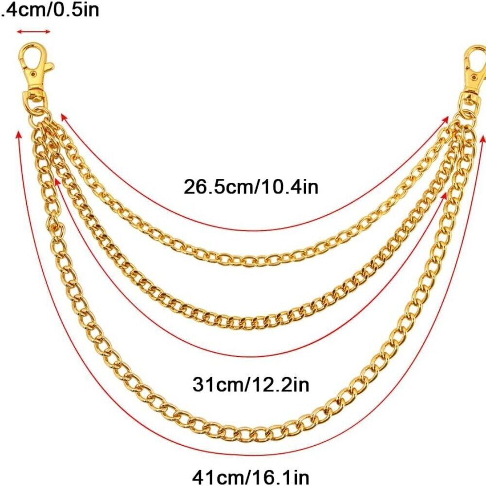 Gold/Silver Customizable Pocket Watch Chain 14 Inch Alloy Link with Lobster Clas - Picture 2 of 7